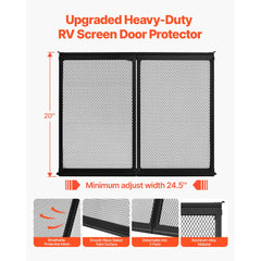 VEVOR RV Screen Door Protector, 24.5 x 20 inch Door Grille, Easy to Install and Disassemble, Reinforced Breathable