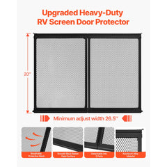 VEVOR RV Screen Door Protector, 26.5 x 20 inch Door Grille, Easy to Install and Disassemble, Reinforced Breathable