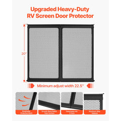 VEVOR RV Screen Door Protector, 22.5 x 20 inch Door Grille, Easy to Install and Disassemble, Reinforced Breathable