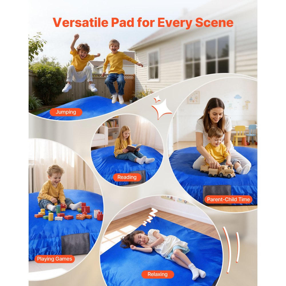 VEVOR Crash Pad, 5 x 5 ft Crash Pad for Kids Sensory with Foam Blocks and Washable Cover, Large Soft Foam Landing Zone