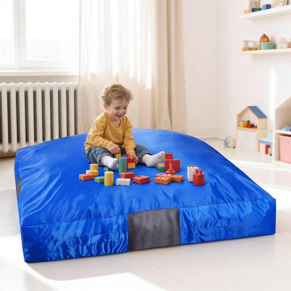 VEVOR Crash Pad, 5 x 5 ft Crash Pad for Kids Sensory with Foam Blocks and Washable Cover, Large Soft Foam Landing Zone