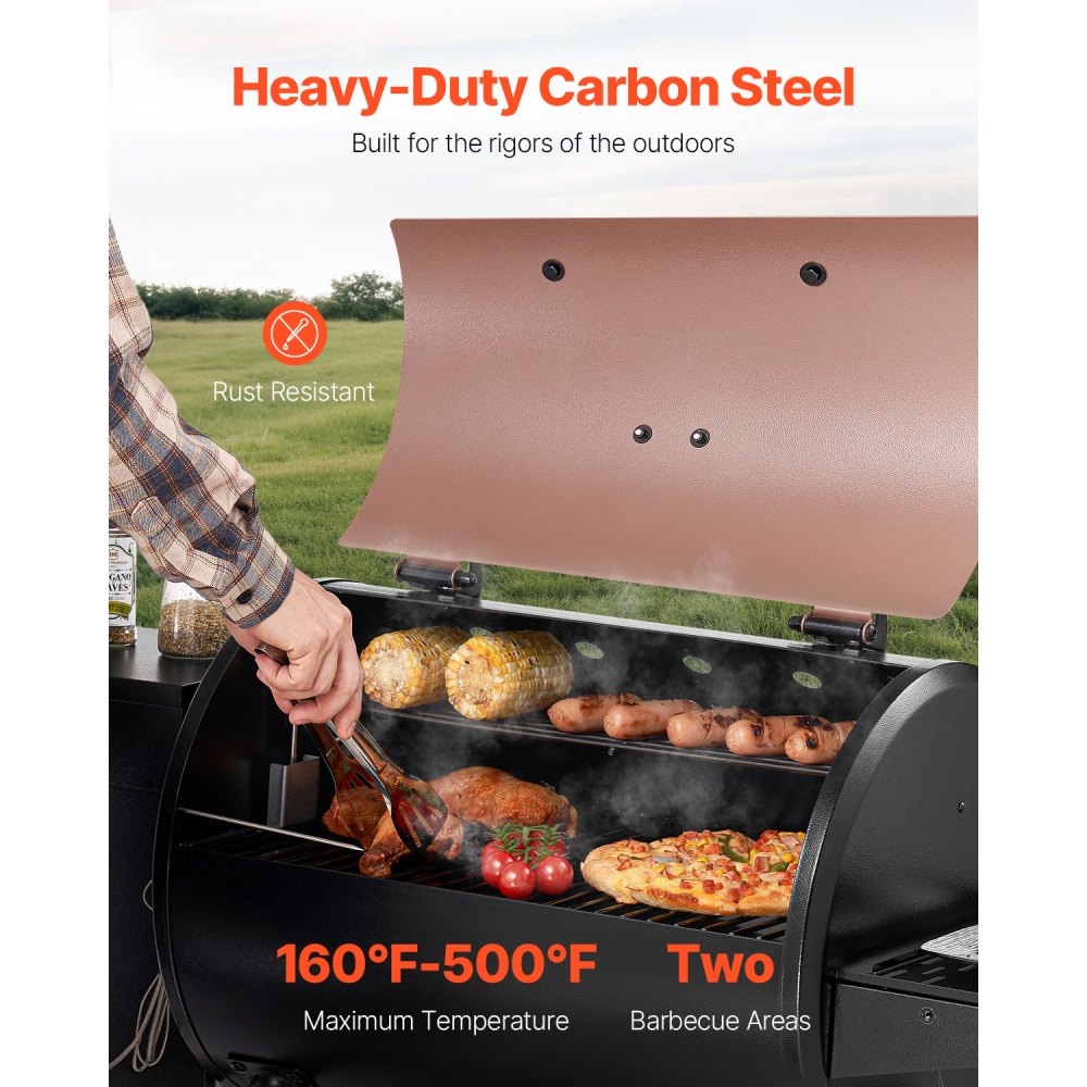 VEVOR Wood Pellet Grill Smoker, 8 in 1 BBQ Grills for Outdoor Cooking, 456 Square Inches Cook Area Electric Grill and