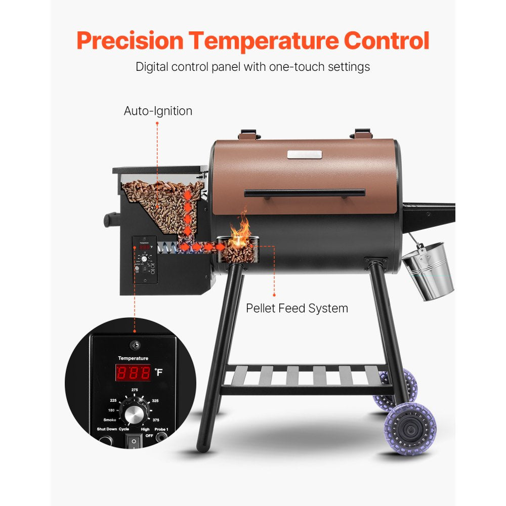 VEVOR Wood Pellet Grill Smoker, 8 in 1 BBQ Grills for Outdoor Cooking, 456 Square Inches Cook Area Electric Grill and