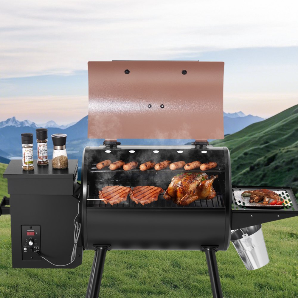 VEVOR Wood Pellet Grill Smoker, 8 in 1 BBQ Grills for Outdoor Cooking, 456 Square Inches Cook Area Electric Grill and