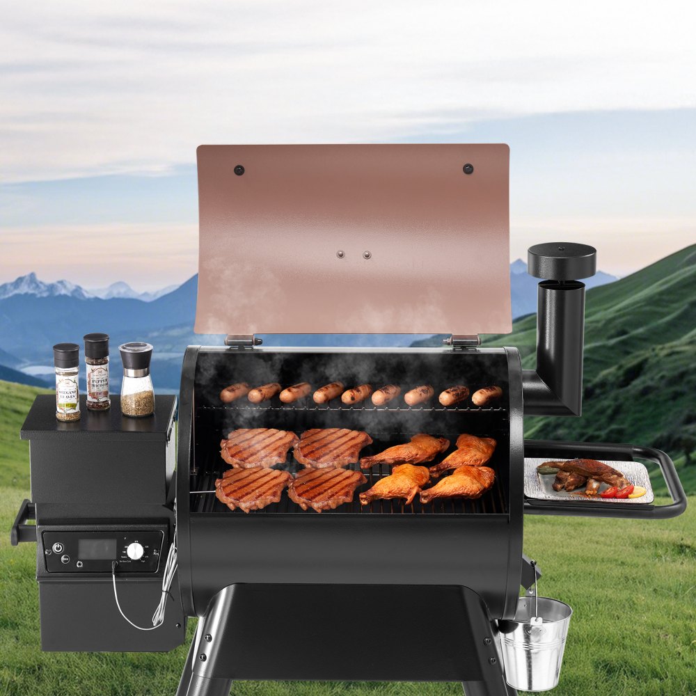 VEVOR Wood Pellet Grill Smoker, 8 in 1 BBQ Grills for Outdoor Cooking, 575 Square Inches Cook Area Electric Grill and