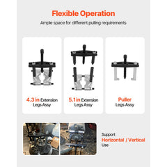 VEVOR Bearing Puller Kit, 14-Piece 5 Ton Capacity Bearing Separator, Pinion Wheel Bearing Removal Kit with 2-Inch and