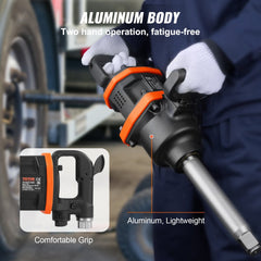 VEVOR 1 Inch Air Impact Wrench, Up to 3160 ft-lbs High Reverse Torque Output 1" Pneumatic Impact Gun w/ 8 Inch Extended