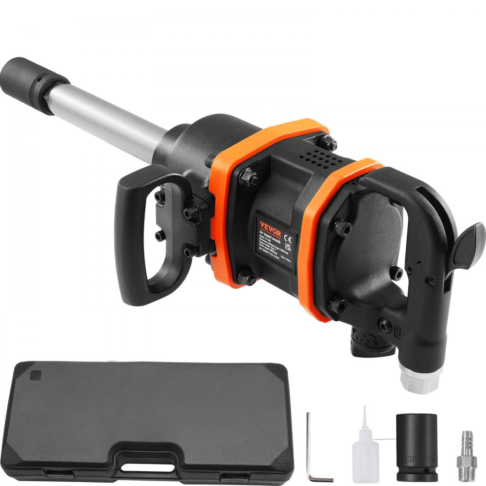 VEVOR 1 Inch Air Impact Wrench, Up to 3160 ft-lbs High Reverse Torque Output 1" Pneumatic Impact Gun w/ 8 Inch Extended