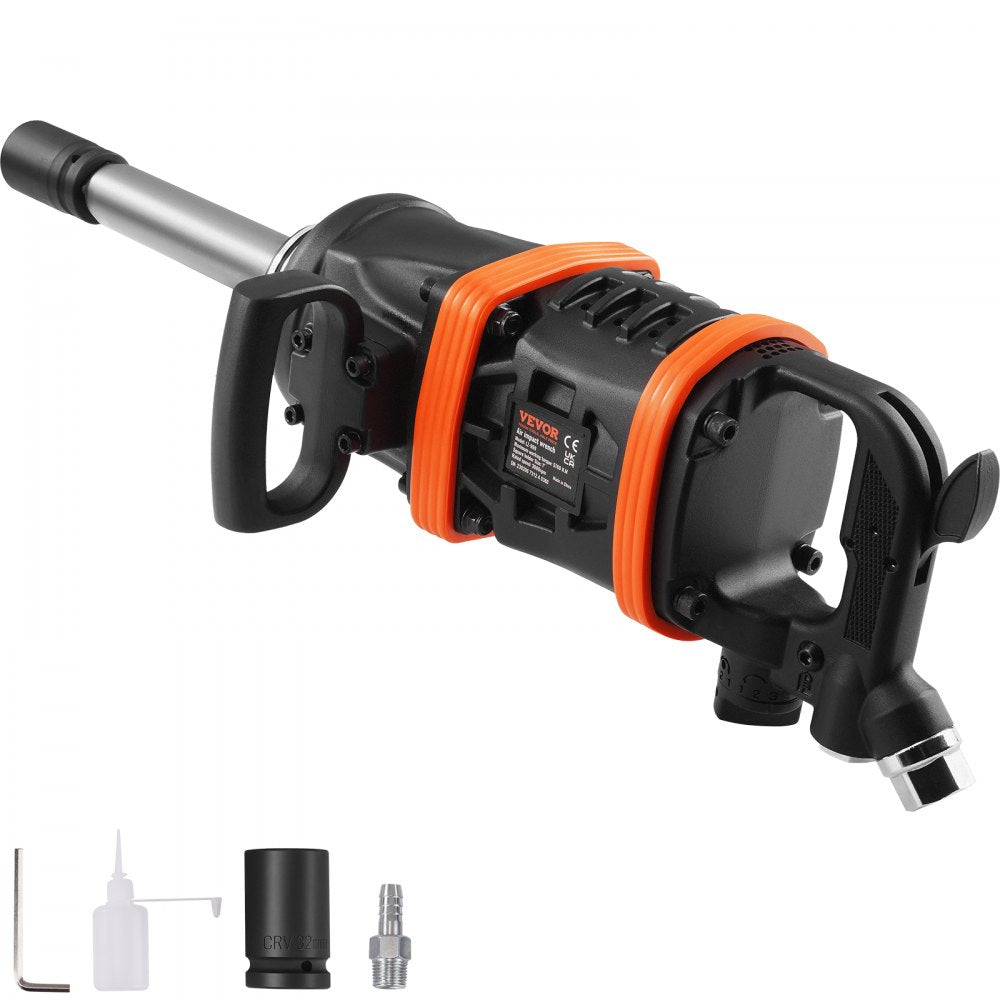 VEVOR 1 Inch Air Impact Wrench, Up to 5175 ft-lbs Beast Reverse Torque Output Pneumatic Impact Gun w/ 8 Inch Extended