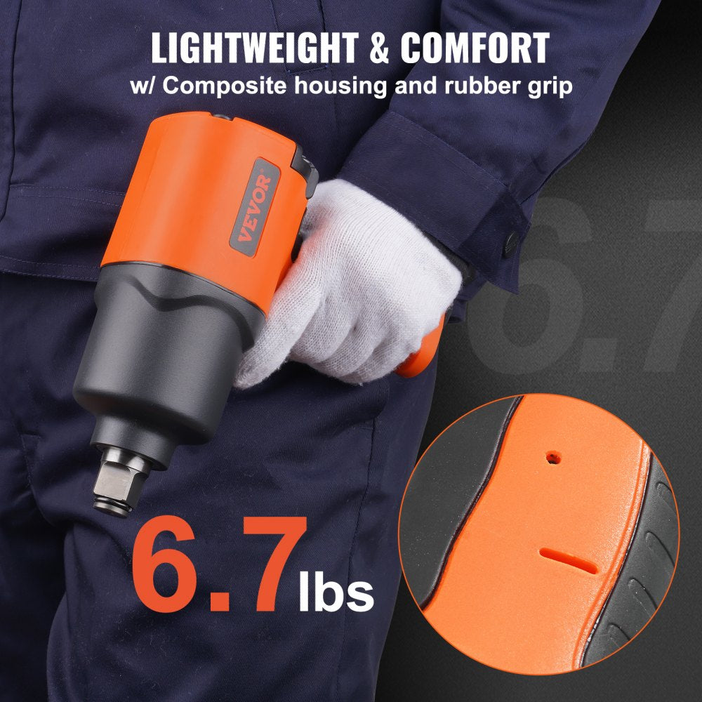 VEVOR Air Impact Wrench, 3/4-Inch Drive Air Impact Gun, Up to 1870ft-lbs Nut-busting Torque, Composite Pneumatic Impact