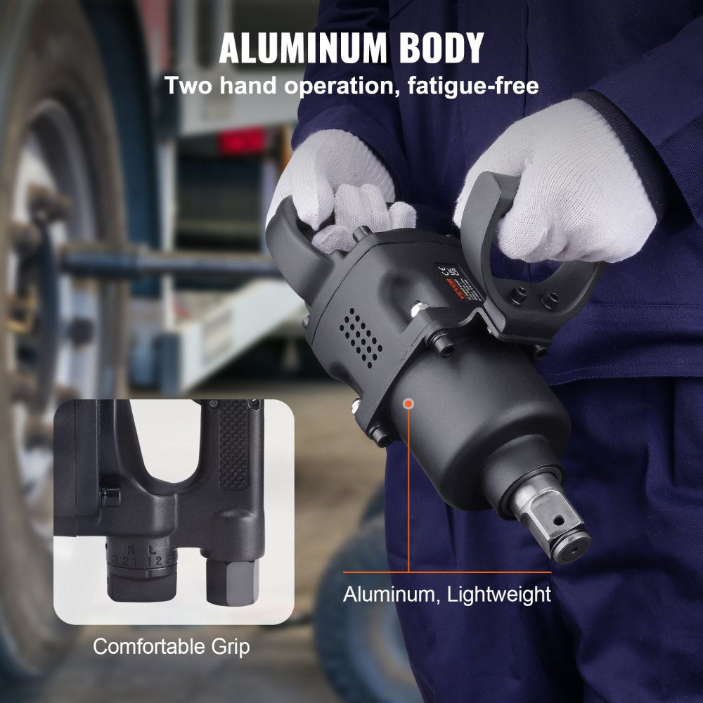 VEVOR 1 Inch Air Impact Wrench, Up to 2730 ft-lbs Reverse Torque Output 1" Pneumatic Impact Gun Lightweight w/ 2
