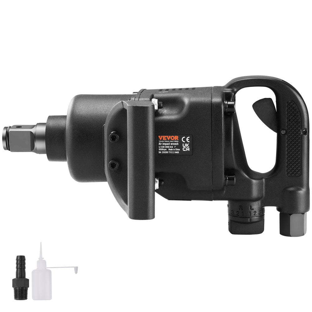 VEVOR 1 Inch Air Impact Wrench, Up to 2730 ft-lbs Reverse Torque Output 1" Pneumatic Impact Gun Lightweight w/ 2
