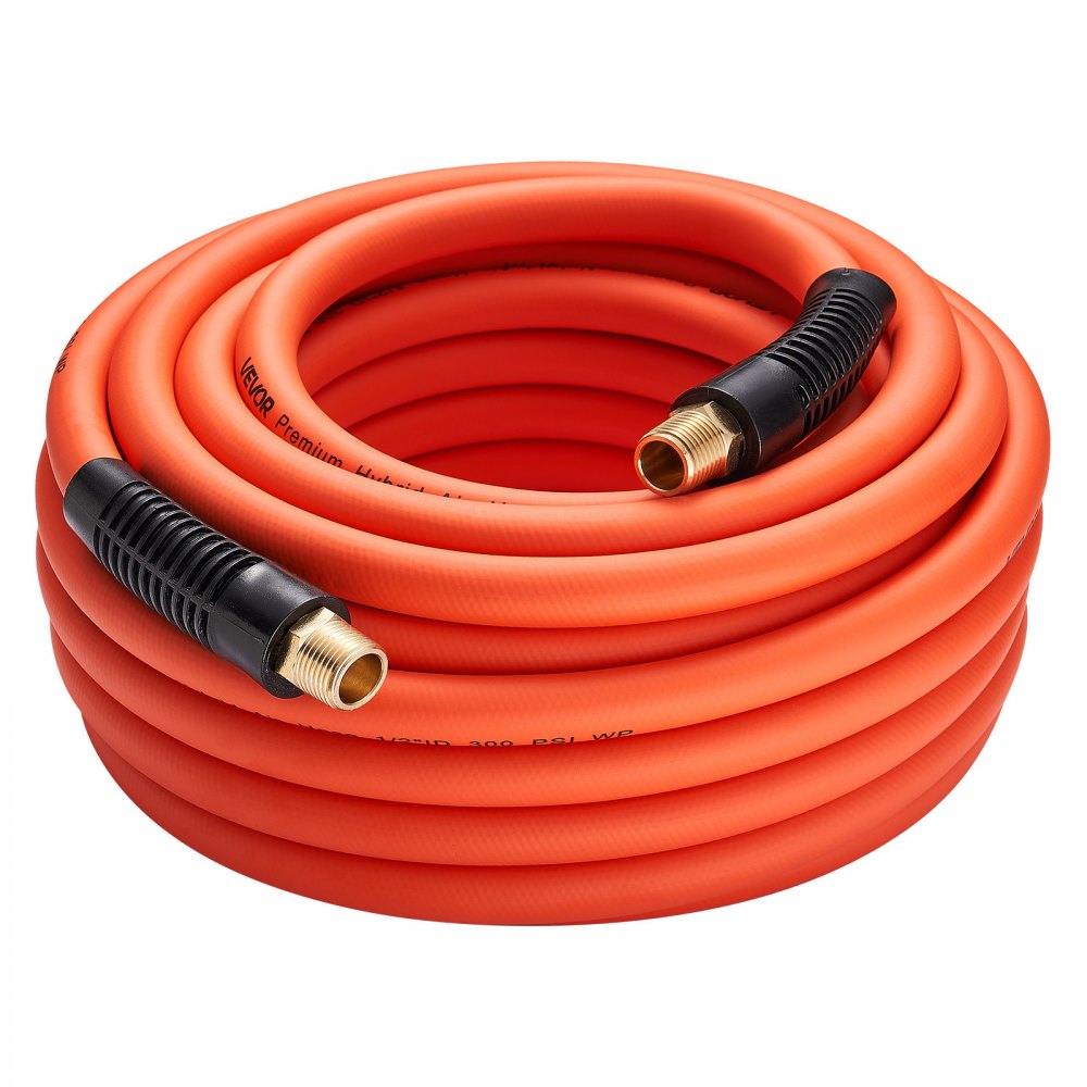 VEVOR Air Hose, 1/2" x 50FT Hybrid Air Compressor Hose, 300 PSI Kink-Resistant Pneumatic Hoses with 1/2-inch Solid MNPT