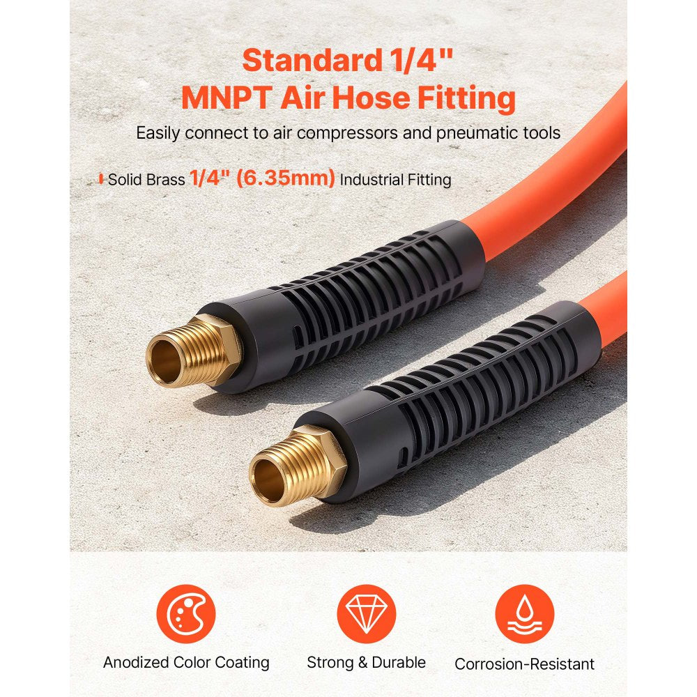 VEVOR Air Hose, 3/8'' x 25FT Hybrid Air Compressor Hose, 300 PSI Kink-Resistant Pneumatic Hoses with 1/4-inch Solid