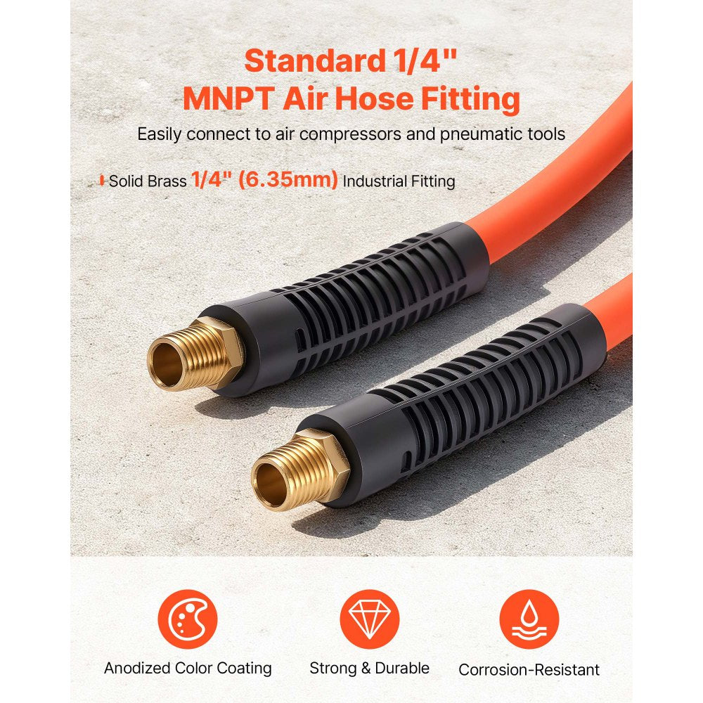 VEVOR Air Hose, 3/8'' x 50FT Rubber Air Compressor Hose, 300 PSI Kink-Resistant Pneumatic Hoses with 1/4-inch Solid