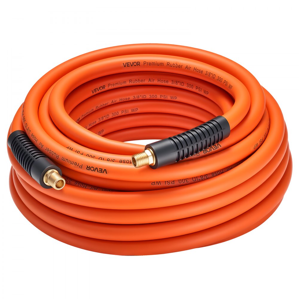 VEVOR Air Hose, 3/8'' x 50FT Rubber Air Compressor Hose, 300 PSI Kink-Resistant Pneumatic Hoses with 1/4-inch Solid