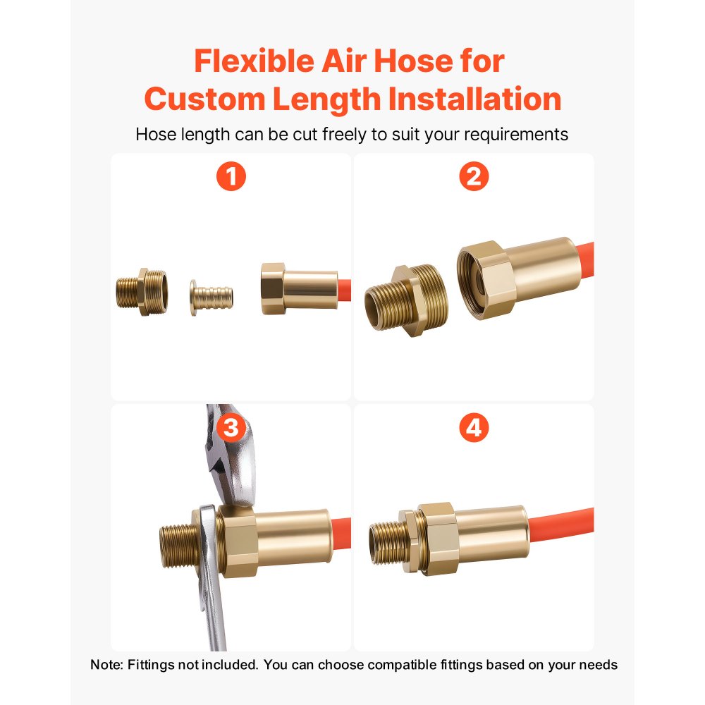 VEVOR Air Hose, 3/8'' x 250FT Hybrid Air Compressor Hose, 300 PSI Kink-Resistant Pneumatic Hoses with Three-Layer