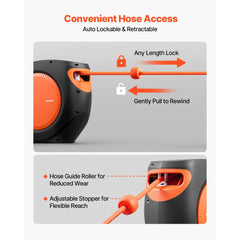 VEVOR Retractable Air Hose Reel, 3/8 Inch x 80 FT Hybrid Air Hose Max 300PSI, Enclosed Air-Compressor Hoses Reel Auto