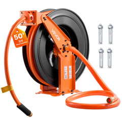 VEVOR Retractable Air Hose Reel, 3/4 Inch x 50 FT PVC Air Hose Max 300PSI, Auto Rewind Air-Compressor Hoses Reel with 5