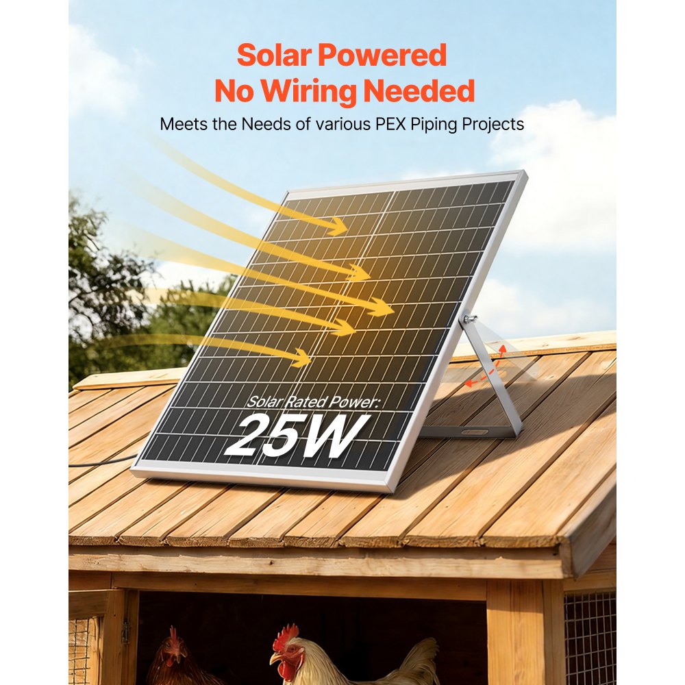 VEVOR Solar Powered Fan, 25W Solar Panel with 4 Fans, Adjustable Solar Panel Angle, 2668 RPM High-Speed, Flexible
