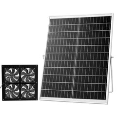 VEVOR Solar Powered Fan, 25W Solar Panel with 4 Fans, Adjustable Solar Panel Angle, 2668 RPM High-Speed, Flexible