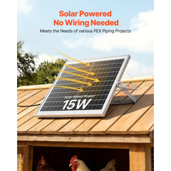VEVOR Solar Powered Fan, 15W Solar Panel with 2 Fans, Adjustable Solar Panel Angle, 2668 RPM High-Speed, Flexible