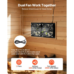 VEVOR Solar Powered Fan, 15W Solar Panel with 2 Fans, Adjustable Solar Panel Angle, 2668 RPM High-Speed, Flexible