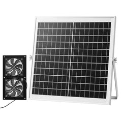 VEVOR Solar Powered Fan, 15W Solar Panel with 2 Fans, Adjustable Solar Panel Angle, 2668 RPM High-Speed, Flexible