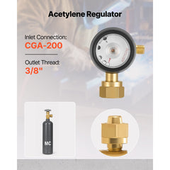 VEVOR Air Acetylene Torch Kit, Acetylene Gas Welding Tool with 11.8FT Rubber Hose, PL-8A Self-Lighting Welding Tip &