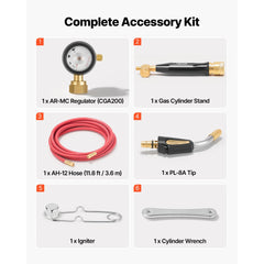 VEVOR Air Acetylene Torch Kit, Acetylene Gas Welding Tool with 11.8FT Rubber Hose, PL-8A Self-Lighting Welding Tip &