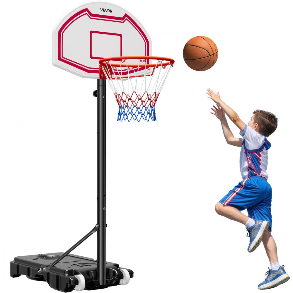 VEVOR Portable Basketball Stand, 5.2 to 6.9 ft Height Adjustment Basketball Hoop & Goal, Kids Adjustable Basketballs