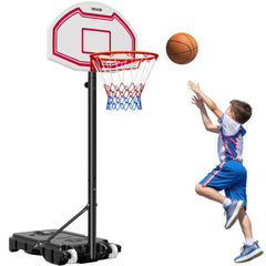 VEVOR Portable Basketball Stand, 5.2 to 6.9 ft Height Adjustment Basketball Hoop & Goal, Kids Adjustable Basketballs