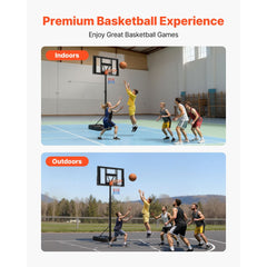 VEVOR Portable Basketball Stand, 4.4 ft to 10 ft Height Adjustment Basketball Hoop & Goal, Adjustable Basketballs Goal