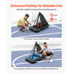 VEVOR Portable Basketball Stand, 10 ft Height Adjustment Basketball Hoop & Goal, Basketballs Hoop Outdoor with 48 inch