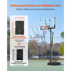 VEVOR Portable Basketball Stand, 7.7 to 10 ft Height Adjustment Basketball Hoop & Goal, Portable Basketballs Hoop with