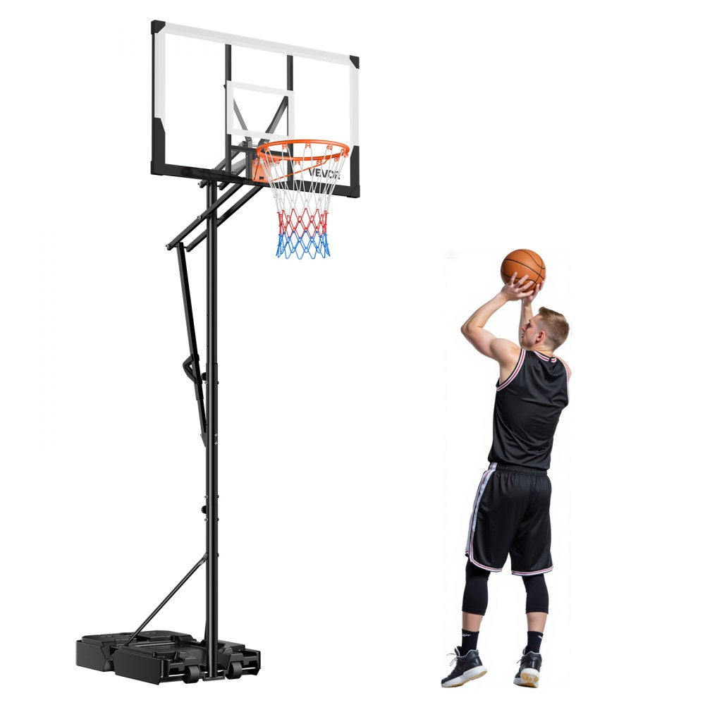 VEVOR Portable Basketball Stand, 7.7 to 10 ft Height Adjustment Basketball Hoop & Goal, Portable Basketballs Hoop with