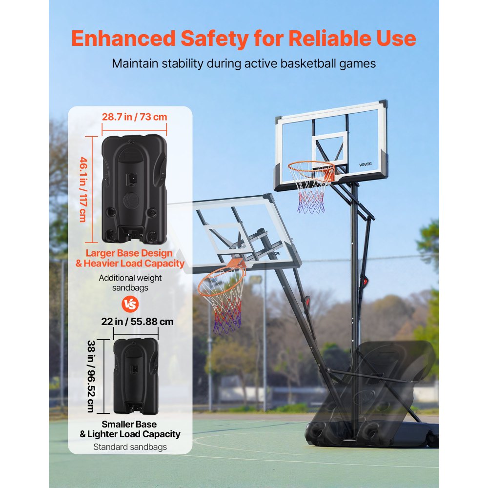 VEVOR Portable Basketball Stand, 10 ft Height Adjustment Basketball Hoop & Goal, Portable Basketballs Hoop with 54 inch