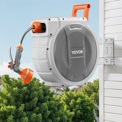 VEVOR Retractable Garden Hose Reel, 1/2 Inch x 145 ft Wall Mounted Hose Reel, Heavy Duty Garden Hose Reel with 9