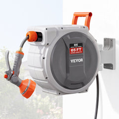 VEVOR Retractable Garden Hose Reel, 1/2 Inch x 65 ft Wall Mounted Hose Reel, Heavy Duty Garden Hose Reel with 9