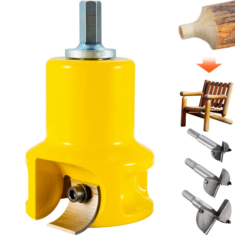 VEVOR Tenon Cutter, 1.5" / 38 mm Diameter, Premium Aluminum & Steel Log Furniture Cutter, with Dual Curved Blades &