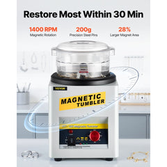 VEVOR Magnetic Tumbler, 180mm Jewelry Polisher Tumbler,2000 RPM KT-185 Jewelry Polisher Finisher with Adjustable