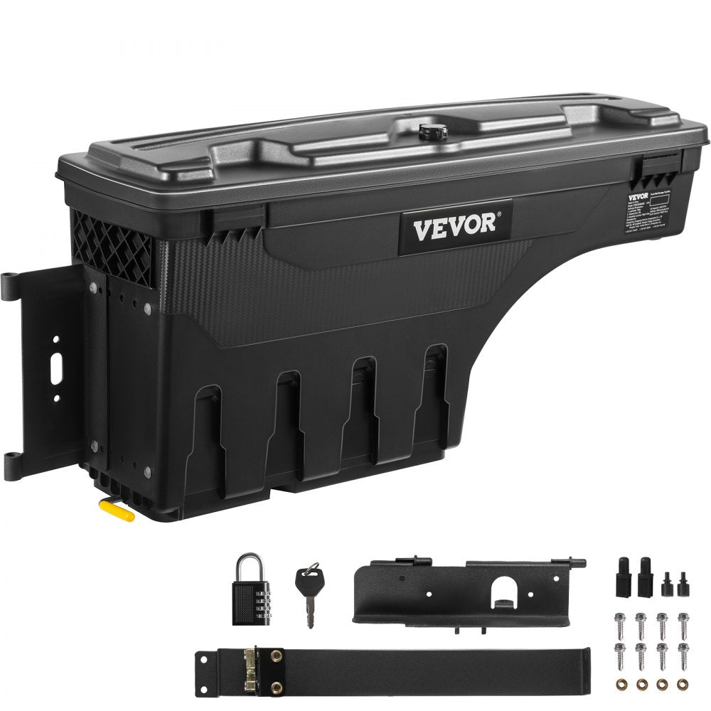 VEVOR Truck Bed Storage Box, Lockable Lid, Waterproof ABS Wheel Well Tool Box 6.6 Gal/20 L with Password Padlock