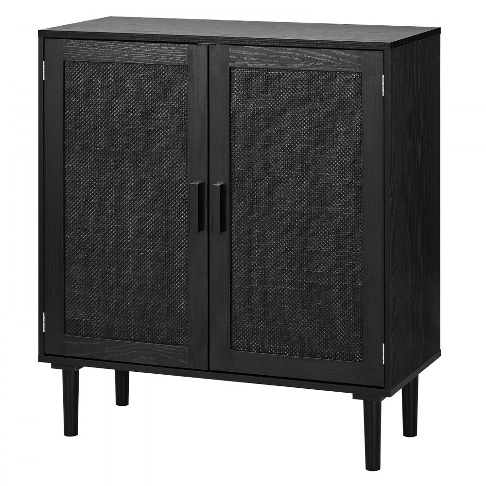 VEVOR Rattan Cabinet, Rattan Storage Cabinet with 2 Magnetic Doors and Adjustable Shelves, Accent Sideboard Buffet with