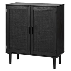 VEVOR Rattan Cabinet, Rattan Storage Cabinet with 2 Magnetic Doors and Adjustable Shelves, Accent Sideboard Buffet with