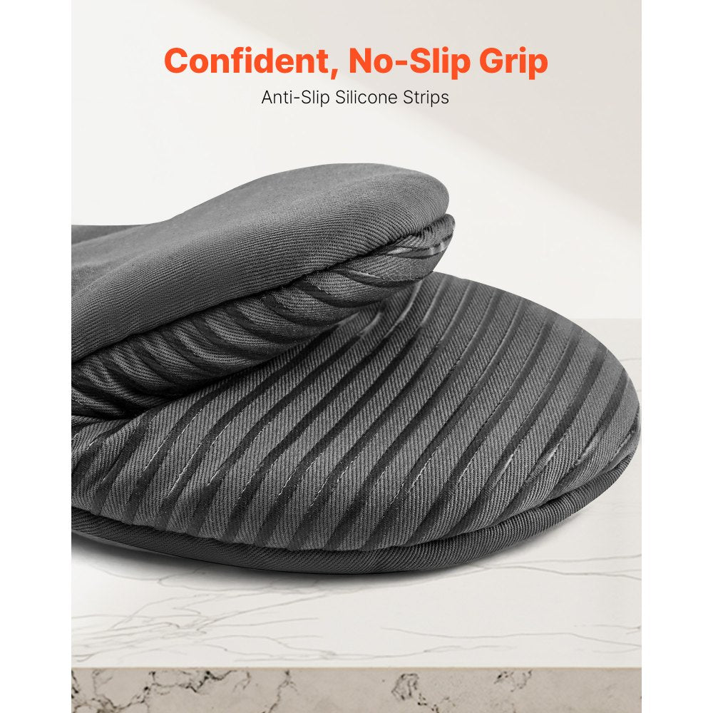 VEVOR Oven Mitts, Mini Oven Mitt Set with Non-Slip Silicone Strips, High Heat Resistant to 500℉, Lightweight Cotton