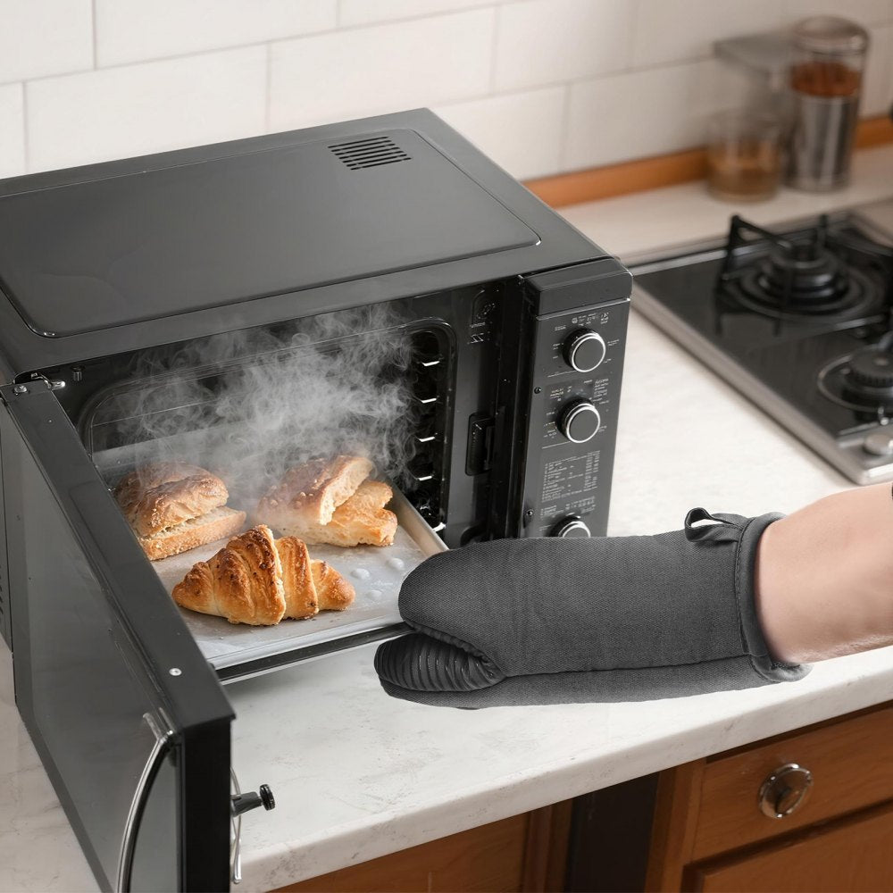 VEVOR Oven Mitts, Mini Oven Mitt Set with Non-Slip Silicone Strips, High Heat Resistant to 500℉, Lightweight Cotton