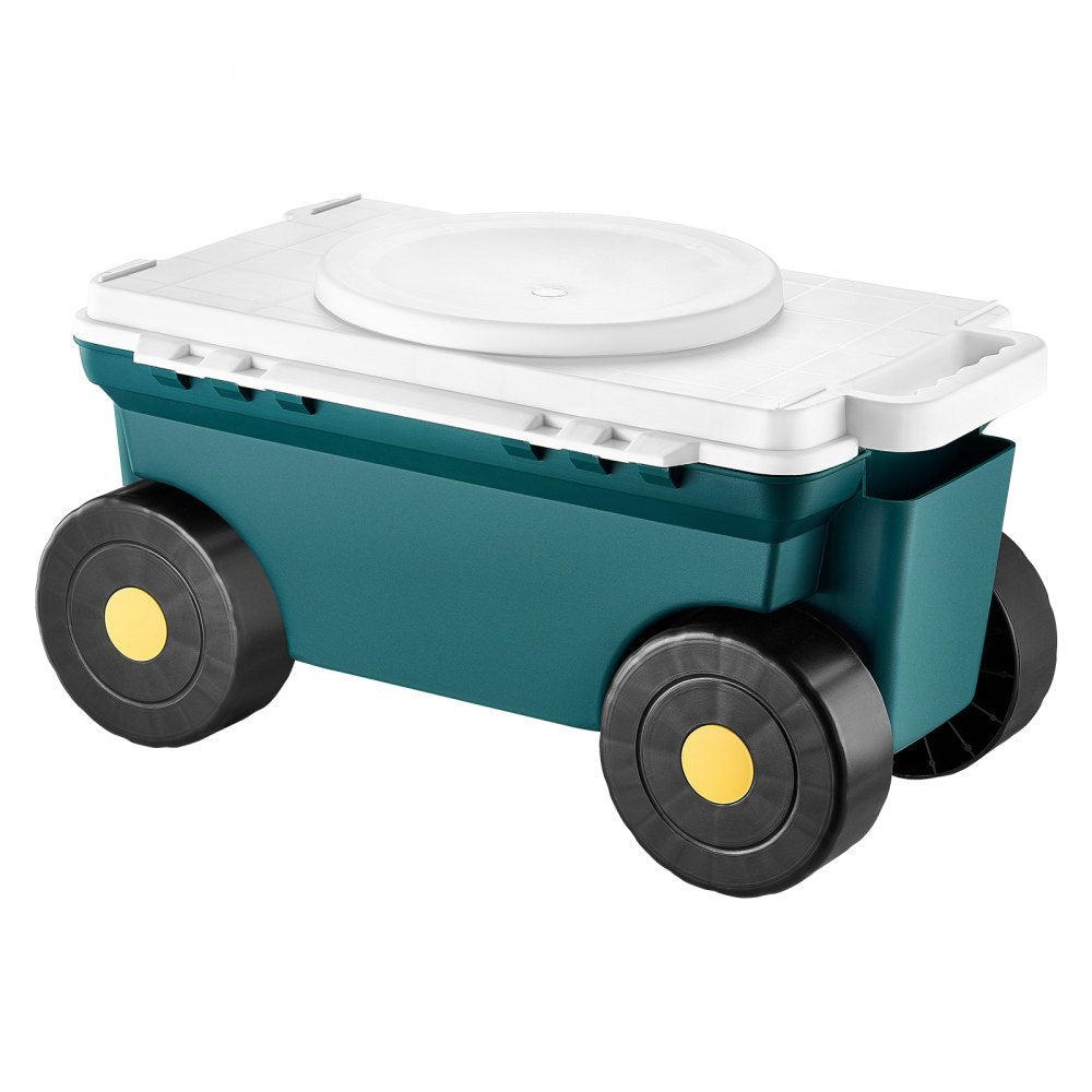 VEVOR Garden Scooter with Seat, 2 in 1 Rolling Garden Cart with Storage Bin, Supports up to 227 lbs, Outdoor Wagon