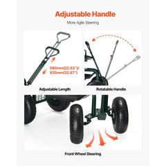 VEVOR Garden Seat with Wheels, Rolling Garden Stool with Height Adjustable & 360° Swivel Seat, 400lbs Weight Capacity