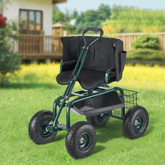 VEVOR Garden Seat with Wheels, Rolling Garden Stool with Height Adjustable & 360° Swivel Seat, 400lbs Weight Capacity