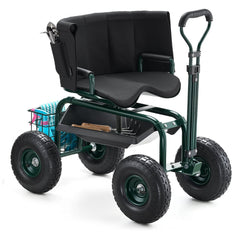 VEVOR Garden Seat with Wheels, Rolling Garden Stool with Height Adjustable & 360° Swivel Seat, 400lbs Weight Capacity